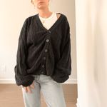 Bill Blass  Navy Blue Textured Button-Up Cardigan Sweater Photo 3