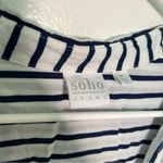 Soho New York & Co Popover Blouse Navy White Stripes Grommets Blue Size M Photo 10