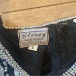 Vintage Stenay Black Silk Women’s Sequin Pearl Striped Short Sleeve Top Size L Size L Photo 3