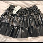 Ruffle leather skirt Black Size M Photo 0