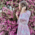 Penelope Rose Smocked Floral Dress Medium Prairie Feminine Ruffle Pink Photo 3