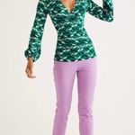 Boden • Elodie Jersey Wrap Top green surplice knit Forest Ribbons pink Size 8 Photo 12