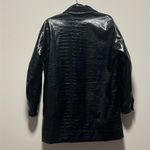 Open Edit  Croc Texture Faux Leather Shirt Jacket, Black, Size S Photo 11