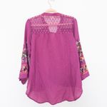 Fig and Flower Womens Top Size M Fuscia Lace Embroidered Boho Hippie Summer Pink Size M Photo 7