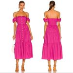 STAUD NWOT  Elio Puff-Sleeve Prairie button down midi pink dress sz 10 Photo 1