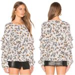 Sanctuary Tilly Flounce Sleeve Floral Blouse in Cream, Size Medium Photo 1