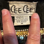 Vintage 80s Cee Cee All Over Sequin Floral Daisy Black Top E18 Size M Photo 2