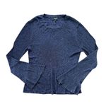 ME+EM Women's L Metallic Sparkle Navy Blue Long Sleeve Ribbed Knit Top Sweater Size L Photo 5