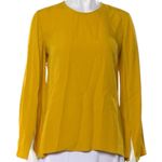 Adam Lippes Women’s Size 0 XS Yellow Marigold Crew Neck Long Sleeve Top Blouse Photo 0