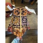 Farm Rio Sweet Mermaids Paisley Satin Shirt Midi Dress Multi Color Size Small Photo 14