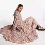 Free People New! Red Floral Print Bohemian Feeling Groovy Ruffle Maxi Dress, S Photo 6