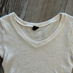 SheIn Sz S Long Sleeve Waffle Weave Cream Ivory Knit Top Photo 3