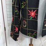 MAK New York Christmas Embroidered Open Front Blazer Jacket Black Multi 8 Photo 5