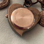 Vintage Heavy Dark Silver Tone Metal 7.5” Charm Bracelet Hearts Goth Watch READ Brown Photo 4