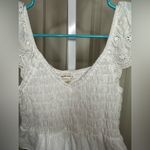Eyelet Ruffle Smocked Peplum Tank Top Summer Sleeveless Blouse White Photo 1