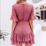 ✨3xHP✨Swiss Dot Ruffle Hem Flounce Sleeve Dress✨ Pink Size L Photo 3