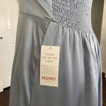 Show Me Your Mumu  Romantic Whimsical Satin Blue Claire Midi Dress L Photo 6