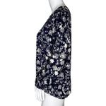 ASTR Anthropologie Shirt Womens Medium Navy Blue White Floral Flower Bloomcore Photo 2
