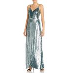 Aidan Mattox  Sequined Wrap Evening Gown Size 8 Sparkly Green-Blue Formal Dress Photo 11