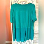 Lane Bryant relaxed teal short sleeve top with sheer flowy extended-tail bottom Photo 1