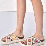 Dirty Laundry Plays Natural Multi Crochet Espadrille Flatform Slide Sandals Photo 3