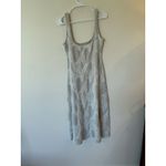 ZARA  Midi Dress Medium Sand Jacquard Cotton Stretch Tank Square Neck Wide Straps Photo 2