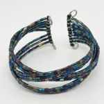 Handmade Lot of 2 Seed Bead Wire Braided Wrap Cuff Bracelets Hand Crafted Black Photo 2