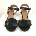 Susina Sandals Wedge Heel Strappy Leather Ankle Strap Black Size 9 Photo 1