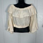 FAVLUX  Top Bohemian Large Off Shoulder Fringe Hem Cottagecore Size Small… Photo 4