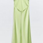 ZARA Dress Lime Green Satin Effect Maxi Midi Wedding Party Date Coctail Photo 12