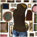 Ganni  Metallic Rib Knit Tie Back Top Womens Size XL Gold Black NWT Retail $ 225 Photo 9