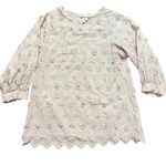 Romantic Pink Floral Appliqué Blouse Cottagecore Vibes Whimsical Scalloped Sz S Photo 11