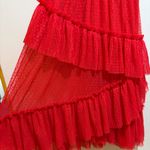 VICI  Carrie in Paris Tie Shoulder Tulle Tiered Polka Dot Midi Dress Photo 8