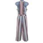 Anthropologie Bold Chevron Striped Halter Neck Cropped Wide Leg Tassel Jumpsuit Sleeveless Photo 5
