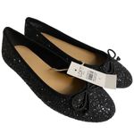 Loft NWT  Sz 6 FLat Black Textured Shimmers Casual Evening Doll Shoes Photo 2