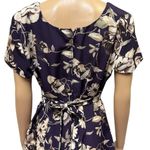 All that jazz Vintage Plum Cream Floral Print Short Sleeve Zip Tie Back Dress M Photo 8