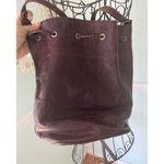 Leather Barrel Shoulder/Crossbody Bag Brown Leather Brass Hardware Boho Photo 3