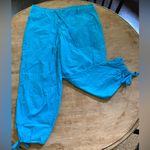 Lauren Ralph Lauren Women’s Sz 10 100% Cotton Blue Baggy Ankle Tie Pants Photo 2