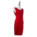 Calvin Klein  Sheath Dress Sunburst Ruched Sleeveless Red Crimson Women’s Size 8 Photo 2