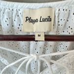Playa Lucila white eyelet mini dress cover up, ellbow length puff sleeves,size M Size M Photo 5
