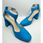 Adrienne Vittadini  Sandals Size 6.5 Blue Poetic Block Heel Ankle Strap Photo 5