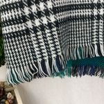 Apt. 9  Double Sided Green Blue Black & White Plaid Herringbone Rectangular Scarf Photo 3