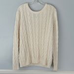 Lands' End Ivory Cable Knit Drifter Sweater Size Large Tall Fisherman Nautical White Photo 1
