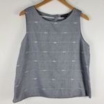 Eileen Fisher  Denim Cotton Nomadic Stripe Sleeveless Shell Tank Top Jacquard L Photo 1