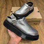 Dr. Martens Laketen silver leather sling back mules clogs slip on shoes sz 7 new Photo 6