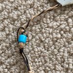 NEW Straw braided Adjustable Choker Necklace with Blue Bead NWT Black Photo 2