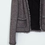 Rebecca Taylor  Tweed Chain Link Trim Open Front Jacket With Fringe Womens Size 8 Photo 2