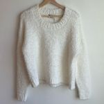 Show Me Your Mumu Women’s Crop Knubby Knit Sweater In White Eyelash NEW Large Photo 0
