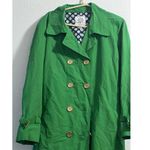 Isaac Mizrahi  LIVE TRENCH COAT GREEN COTTON BUTTON Double Breasted 2x Shamrock Photo 1