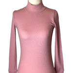 J.Crew ‎ Pink Cotton Blend Ribbed Wide Cuffed Mock Neck Top Size XXS Photo 0